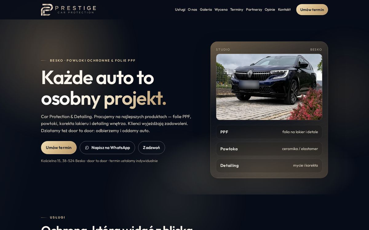 Prestige Car Protection website